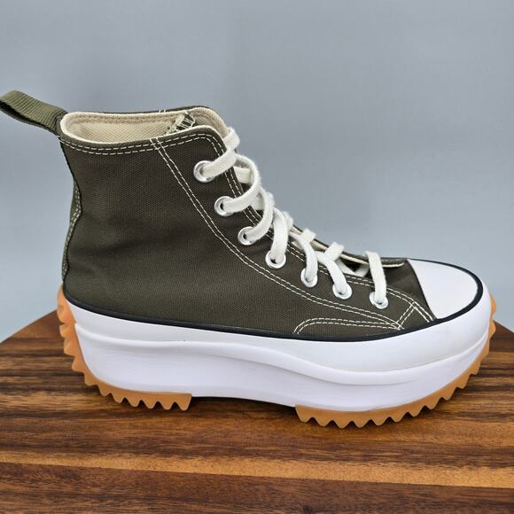 Converse Run Star Hike Hi Shoes Womens 6 Cargo Khaki Canvas Platform Sneakers - Picture 1 of 8